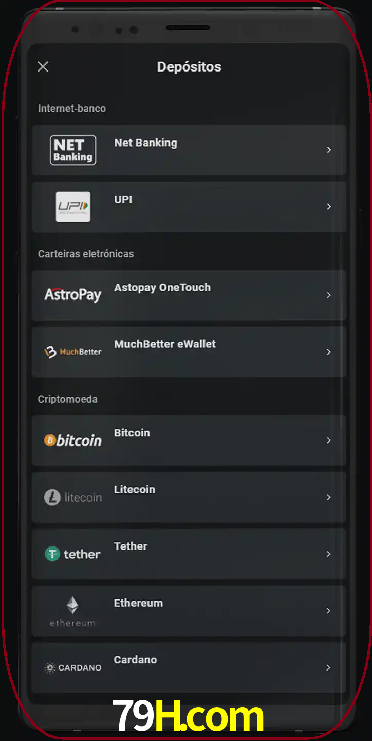 Você pode usar métodos alternativos de depósito.